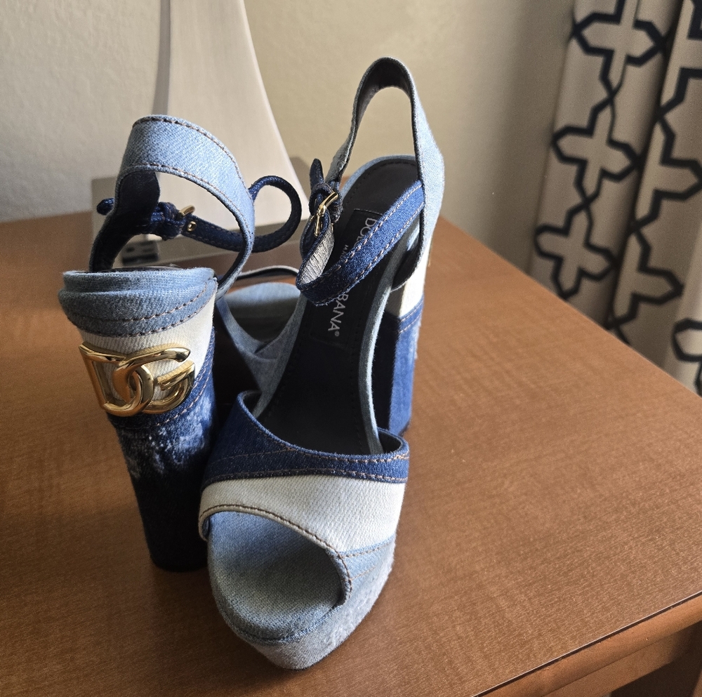 Dolce & Gabbana Women's Blue Denim Platform Heels